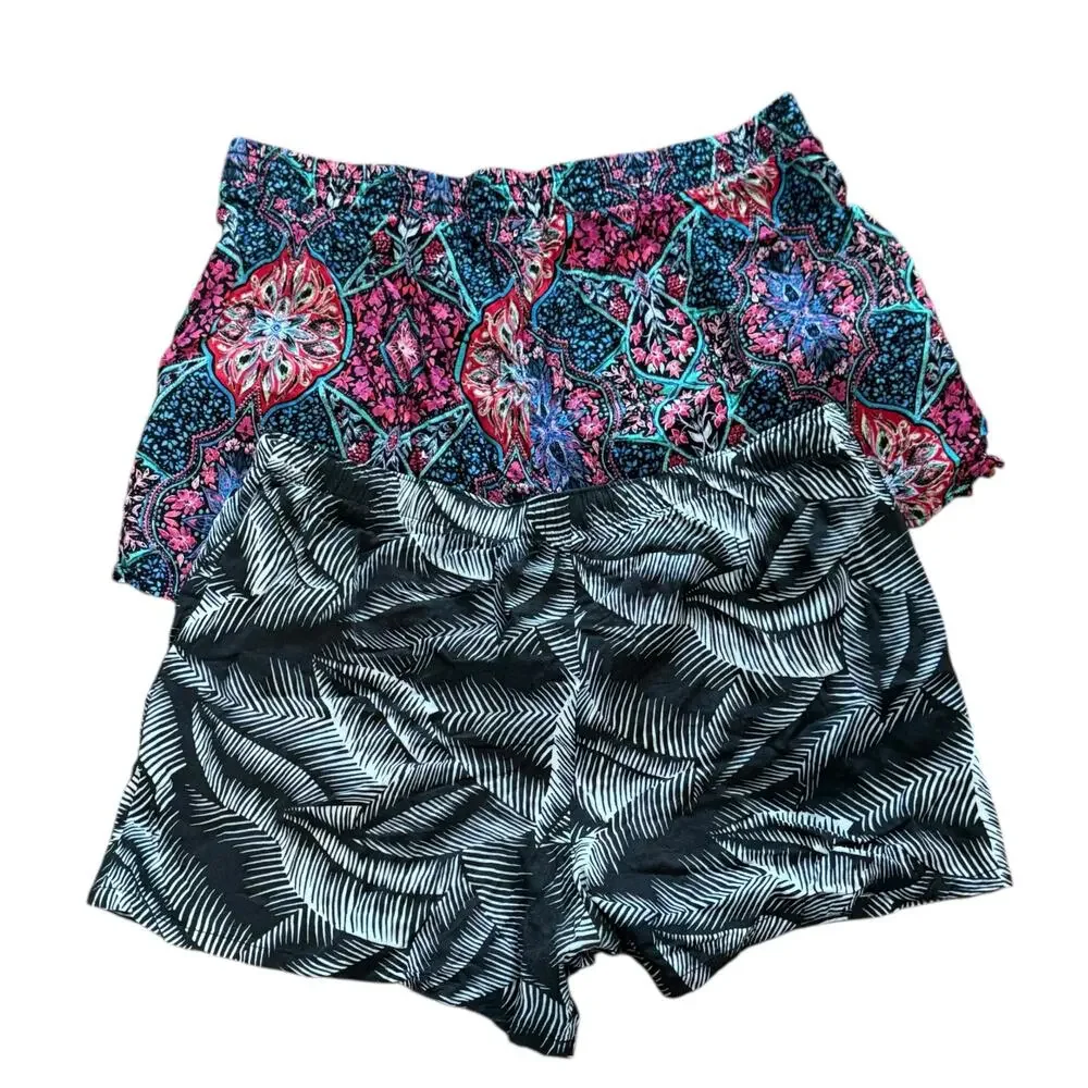 2 Pairs Size XL Gap Drawstring Tropical Print Tassel Tie Shorts